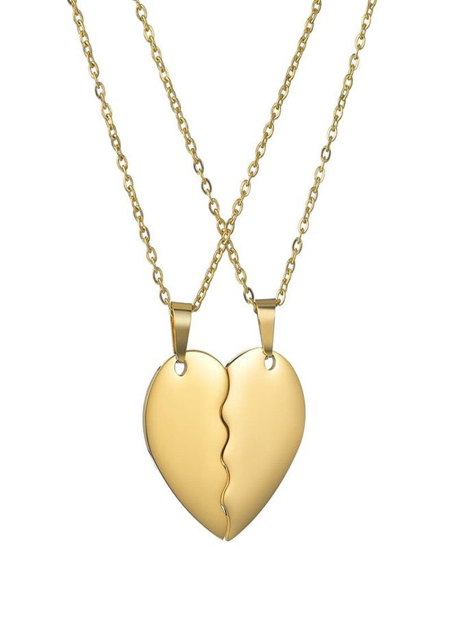 Cykdohy Broken Heart Pendant Couple Necklace for Women Men Best Friend Necklaces for 2 Matching Split Love Hearts BFF Forever Friendship Adjustable Chain Set Jewelry Boyfriend Girlfriend - Image 1